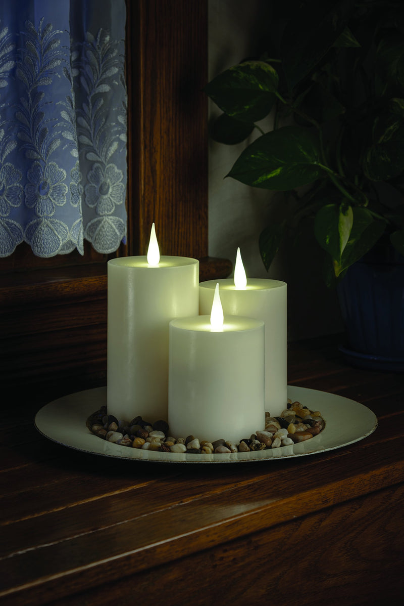 Candlescence Flameless Battery Operated LED Real Wax Pillar Candle with Timer (3.5x4) 4 inch - PawsPlanet Australia