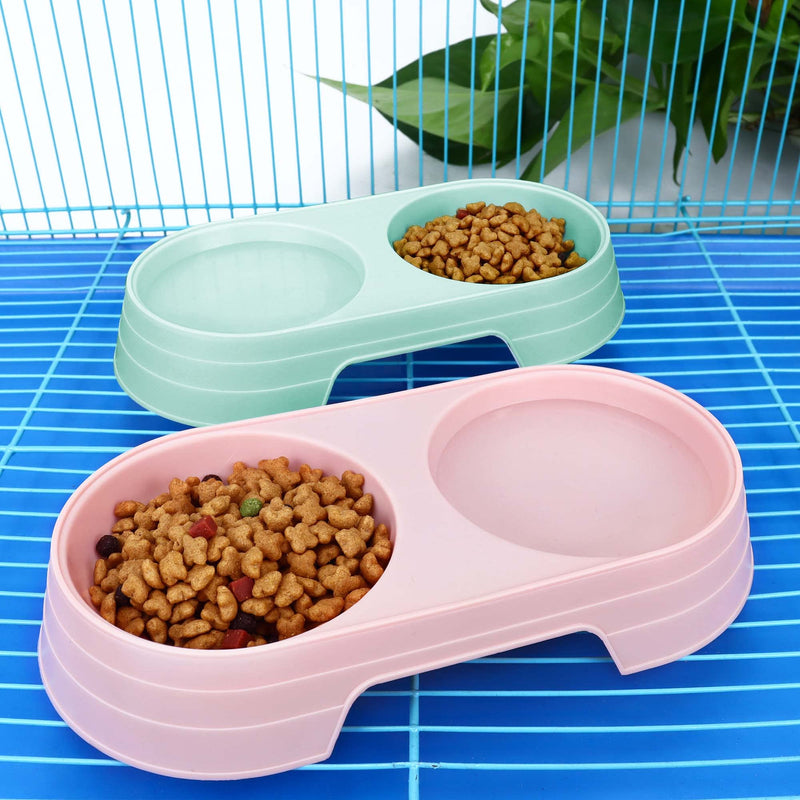 2Pcs Double Cat Bowls Plastic Puppy Cats Bowl Multi-purpose Cat Dog Food Bowls Kittens Feeder Bowl Dog Water Drinking Feeder PP Candy Solid Color for Pet Cat Dog Small Animal (Pink + Light Blue ) - PawsPlanet Australia