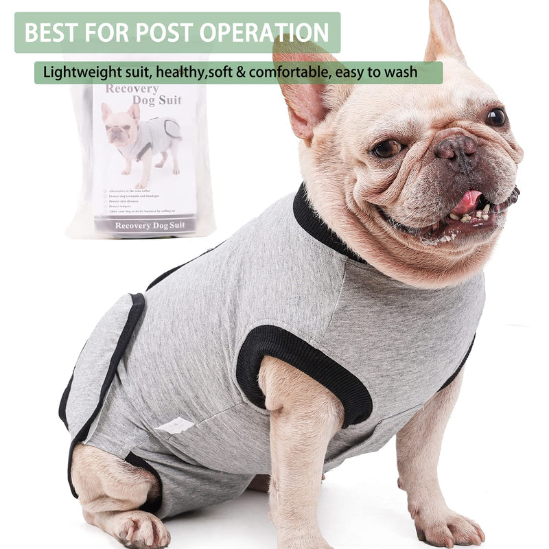 Dog Recovery Suit Body Suit After Surgery Dog Onesie Cone Alternatives Spay Neuter Suit Surgical Recovery Suit for Female Male Dogs Small Grey - PawsPlanet Australia