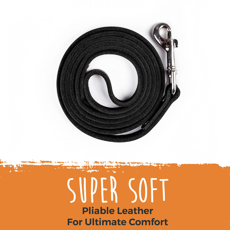 Mighty Paw Leather Dog Leash | 5 ft Leash Super Soft Distressed Real Genuine Leather- Premium Quality, Modern Stylish Lead. Perfect for Small, Medium and Large Pets Lite 1 - 30 lbs Black - PawsPlanet Australia