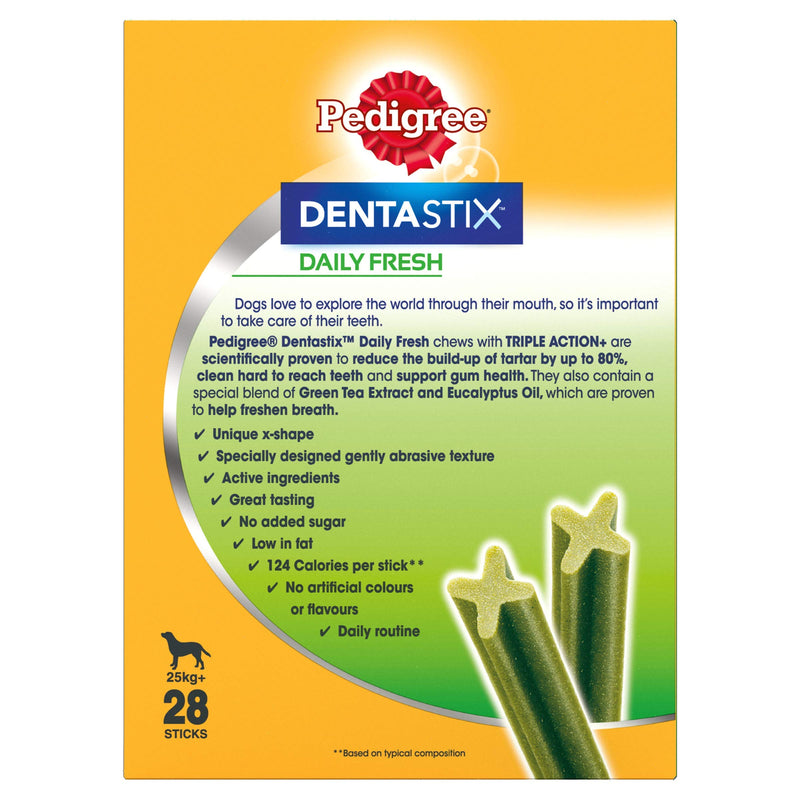 Pedigree Dentastix - Fresh Daily Dental Chews Large Dog, 112 Sticks - 4.32 kg megapack Pack of 4 (4 x 28 Sticks) 112 Count (Pack of 1) - PawsPlanet Australia