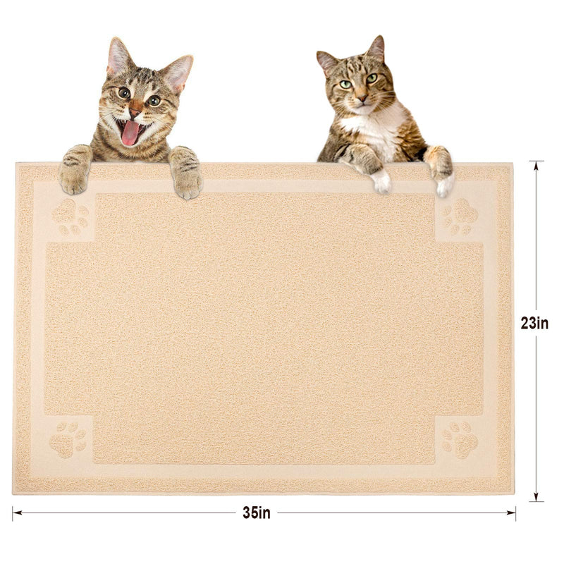 UPSKY Large Cat Litter Mat Trapper 35.5"×23.5" Traps Litter from Box and Paws Scatter Control for Litter Box Soft on Sensitive Kitty Paws Easy to Clean Durable beige - PawsPlanet Australia