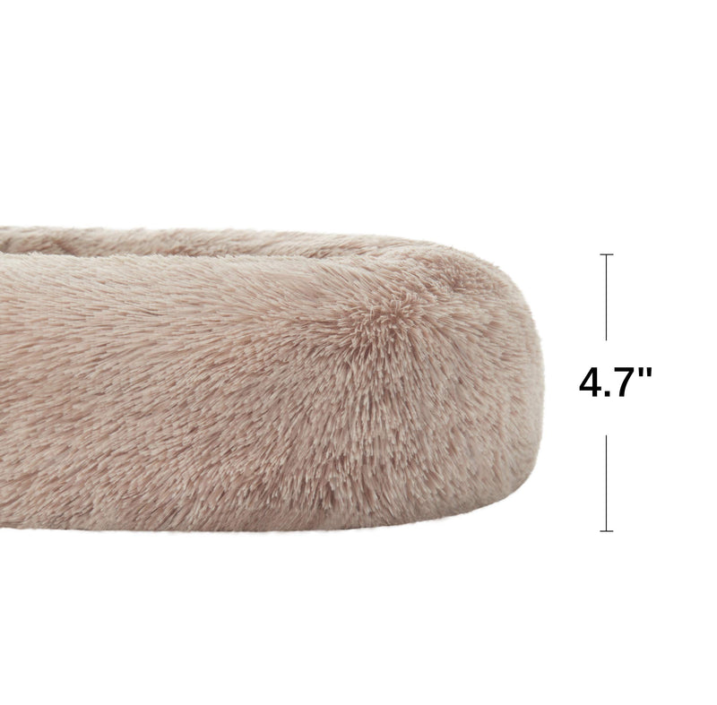 [Australia] - Love's cabin Cat Beds for Indoor Cats - Cat Bed with Machine Washable, Waterproof Bottom - Fluffy Dog and Cat Calming Cushion Bed for Joint-Relief and Sleep Improvement 20" Beige Taupe 