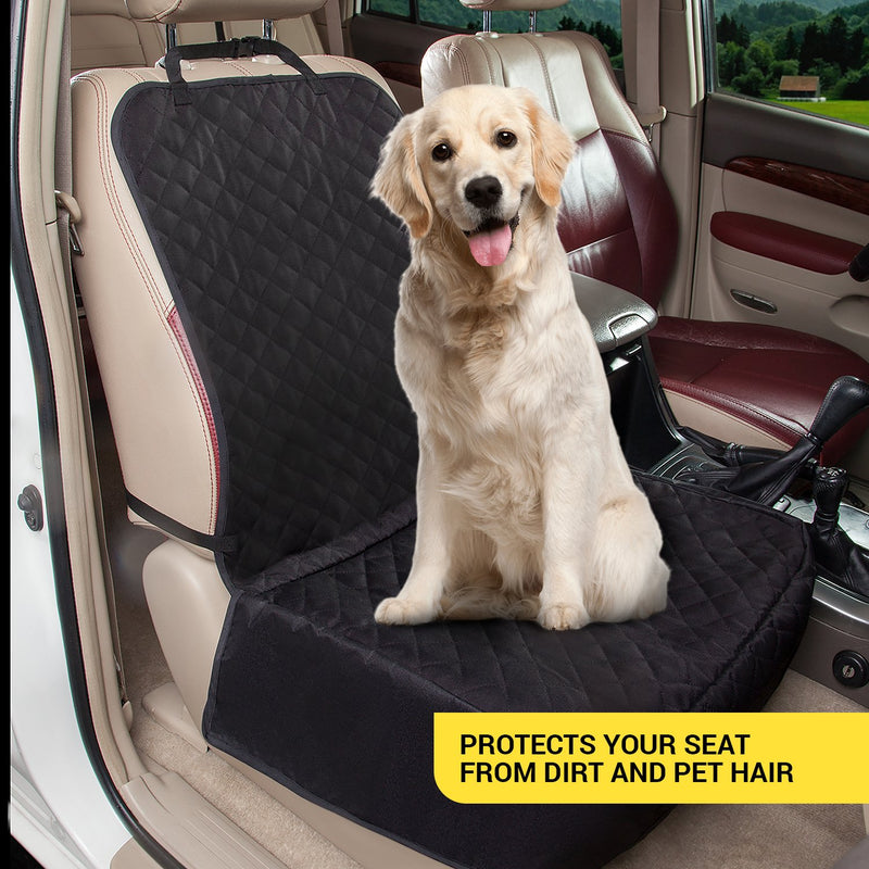5 STARS UNITED Front Dog Seat Cover Protector - Black,Waterproof, Scratchproof, Non-Slip, Padded, & Quilted, Full Protection Against Dirt & Pet Fur, Extra Thick, Accessory for Cars, Trucks & SUV - PawsPlanet Australia