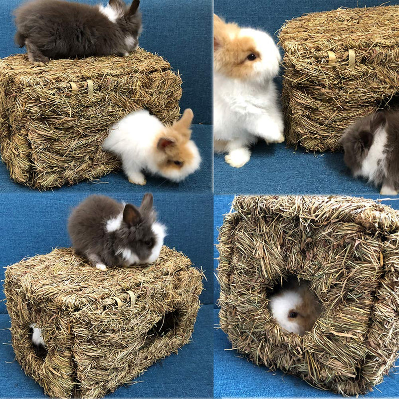 [Australia] - Hamiledyi Natural Rabbit Seagrass House Mat Hideaway Hut Toy,Hand Woven Folding Beds Sleeping Chew Toys for Guinea Pig Hamsters Chinchilla Ferret Bunny Small Animals 