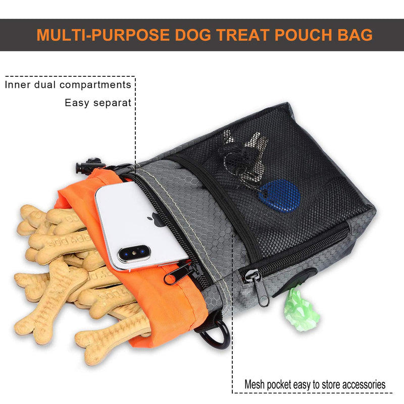 OCSOSO® Dog Treat Pouch Bag with Poop Bag Holder, Reflective & Waterproof Shoulder Waist Strap - FREE Doggie Clicker, Training Whistle, Collapsible Feeder Bowl,Poop Bag - Easily Carry Dog Food, Toys - PawsPlanet Australia