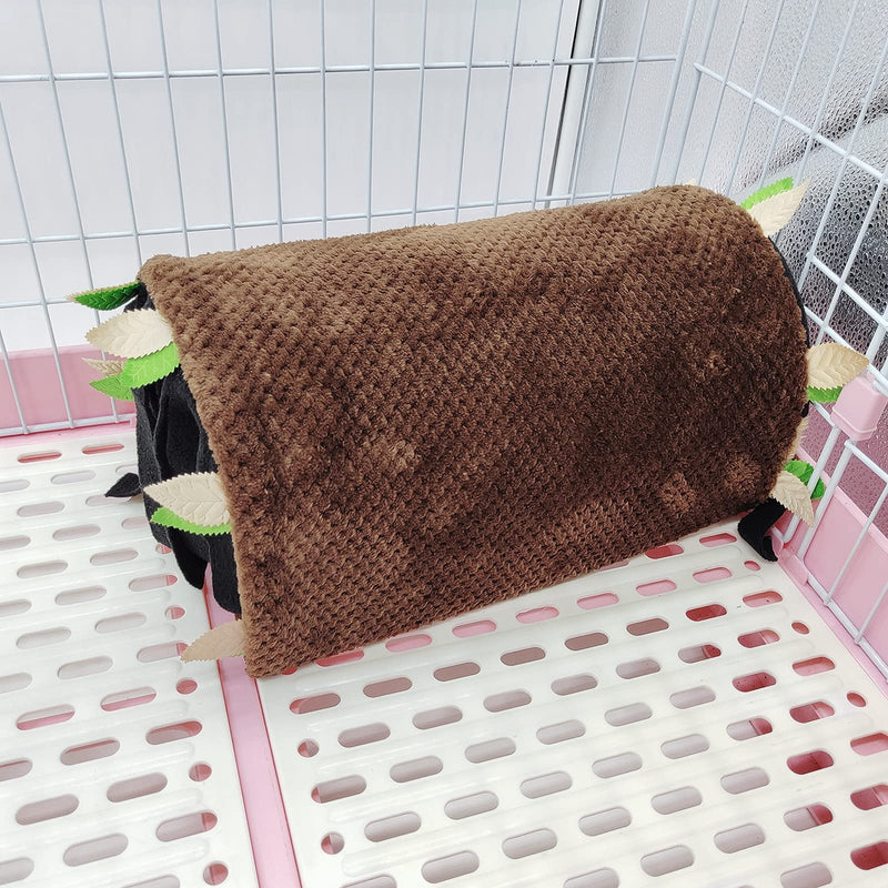 Pet Small Animal Tunnel House, Guinea Pig Hideout Play Tube Toys Hideaway Bedding with Forest Leaf for Chinchillas Hedgehogs Rats Sugar Glider- Playing Sleeping Hunting Resting Brown - PawsPlanet Australia