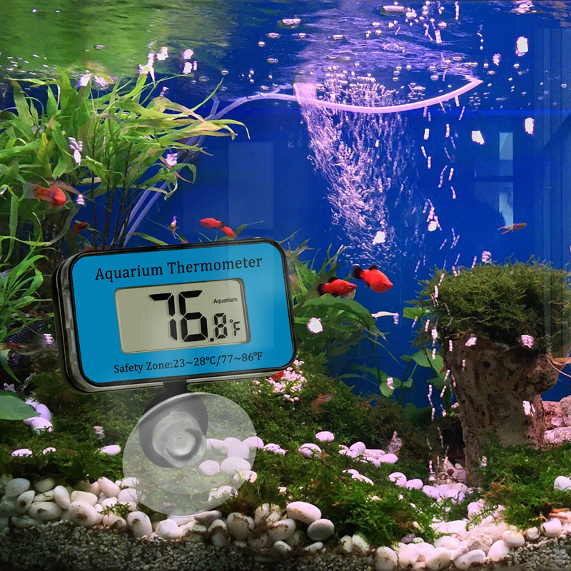 YiePhiot Aquarium Thermometer Waterproof LCD Digital Thermometer with Suction Cup Fish Tank Thermometer, Reptile Thermometer - PawsPlanet Australia