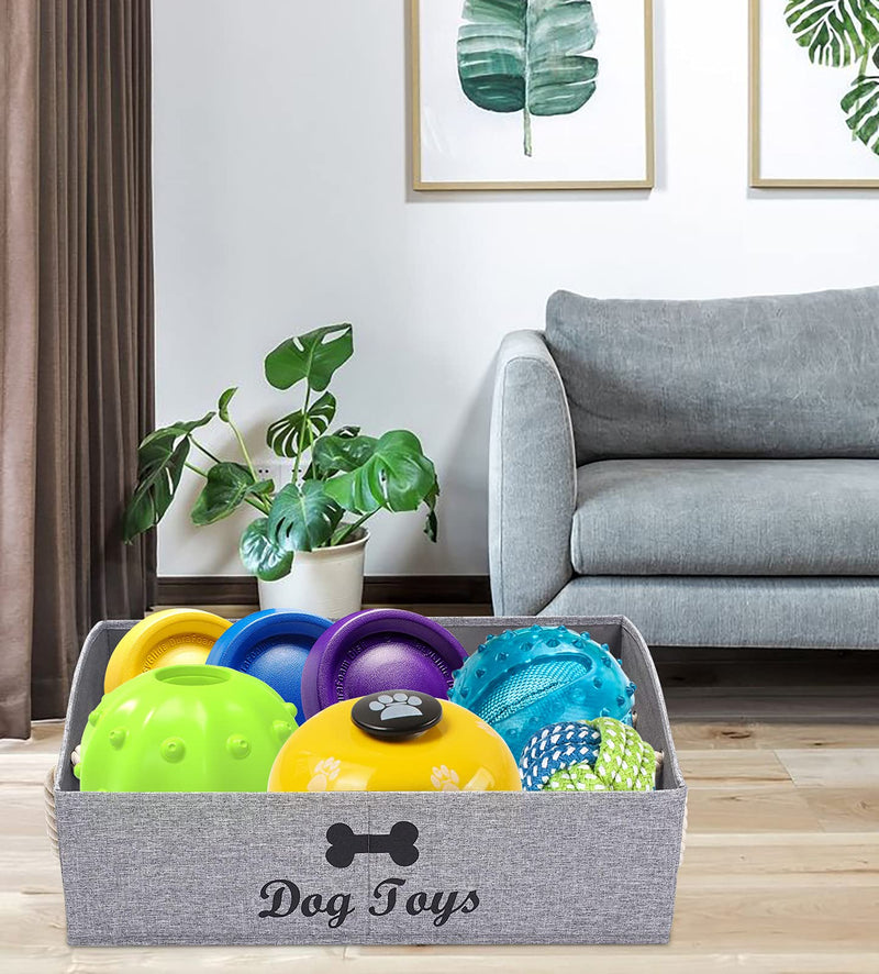 Morezi Canvas Pet Toy and Accessory Storage Bin, Basket Chest Organizer - Perfect for Organizing Pet Toys, Blankets, Leashes and Food - Snow Grey - Rectangle - Dog Dog Snow Grey - PawsPlanet Australia