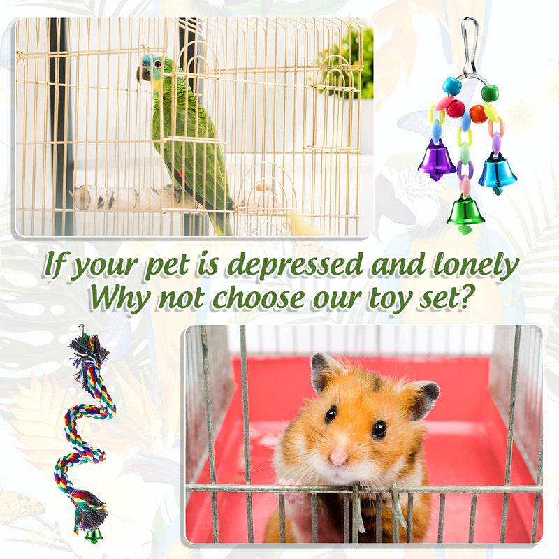 5 Pieces Parakeet Toys for Cage, Cockatiel toys, Bird Perches, Parrot Tree Stand, Bird Rope Perch, Hanging Bell, Hammock Swing Toy for Small Parakeets, Conures, Love Birds, Cockatiels, Macaws, Finches - PawsPlanet Australia