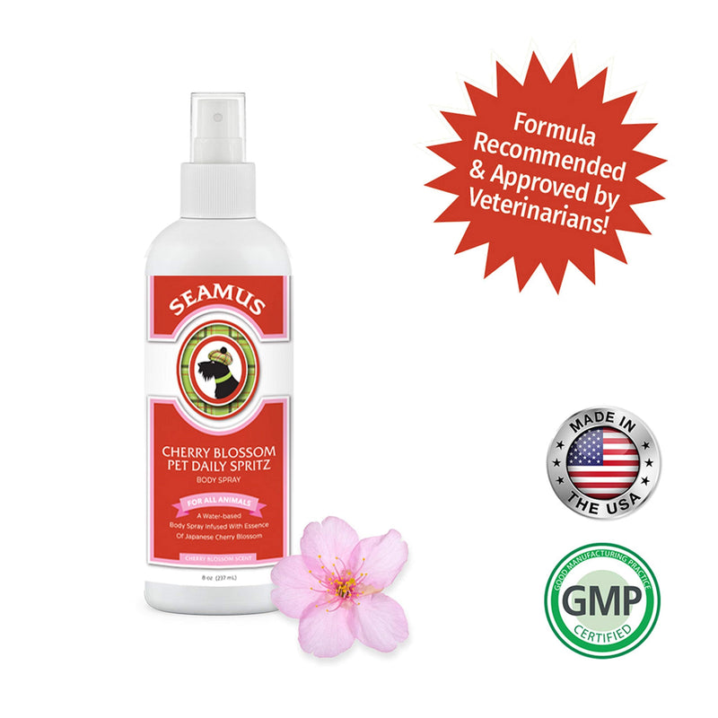 Seamus Cherry Blossom Pet Daily Spritz 8oz-Cologne-Deodorant-Odor-Eliminator-Body Spray for Dogs, Cats and Small Animals-Water Based, Time Released Long Lasting, Great Deodorizer for Bedding and Cage - PawsPlanet Australia