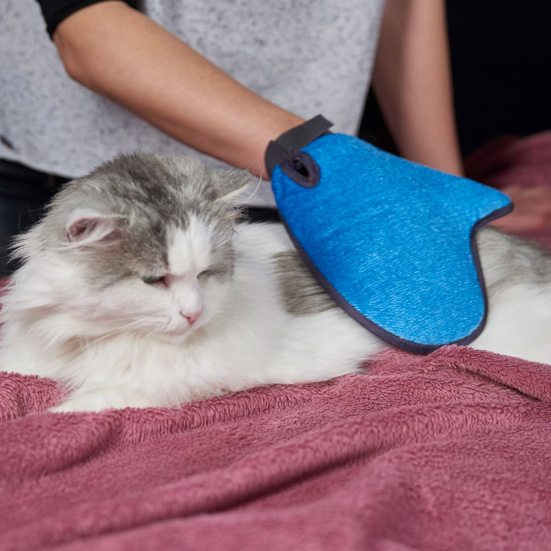 [Australia] - 2-in-1 Pet Glove: Grooming Tool + Furniture Pet Hair Remover Mitt - for Cats & Dogs - Long & Short Fur - Gentle Deshedding Brush - Your Pet Will Love It 