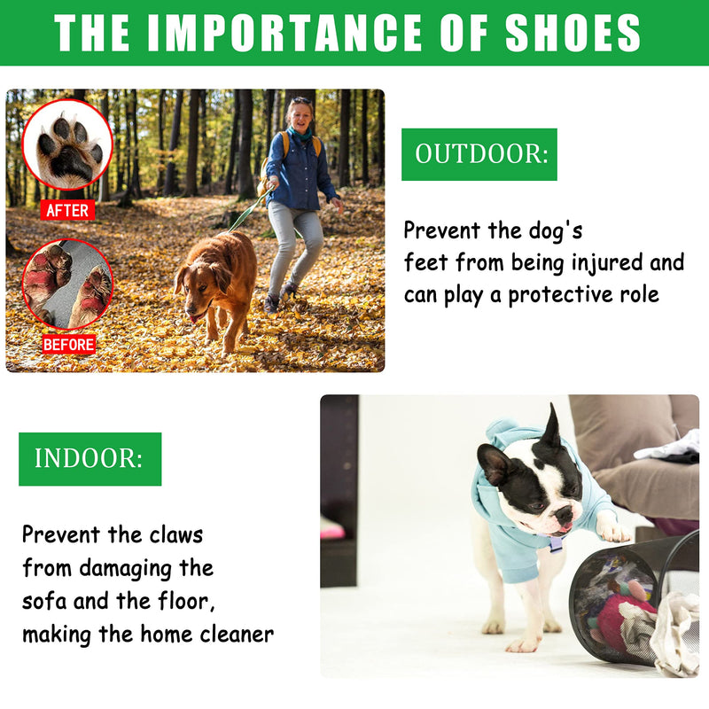 LJMZCZB Dog Boots, Waterproof Dog Shoes for Outdoor,Dog Booties with Wear-Resistant and Non-Slip，Dog Shoes Suitable for Large and Medium-Sized Dogs 4PCS Small：1.69"x1.69"(L*W) Green - PawsPlanet Australia