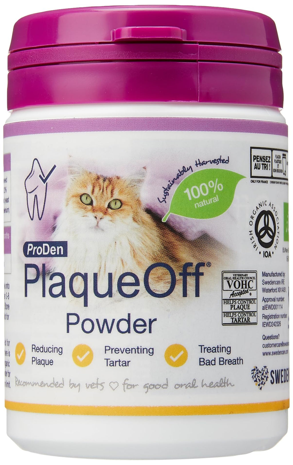 GRAY - the original - PlaqueOff for cats, natural dental care powder, protects against bad breath, supports tartar and plaque, pack of 1 (1 x 40 g), supplementary food for cats - PawsPlanet Australia
