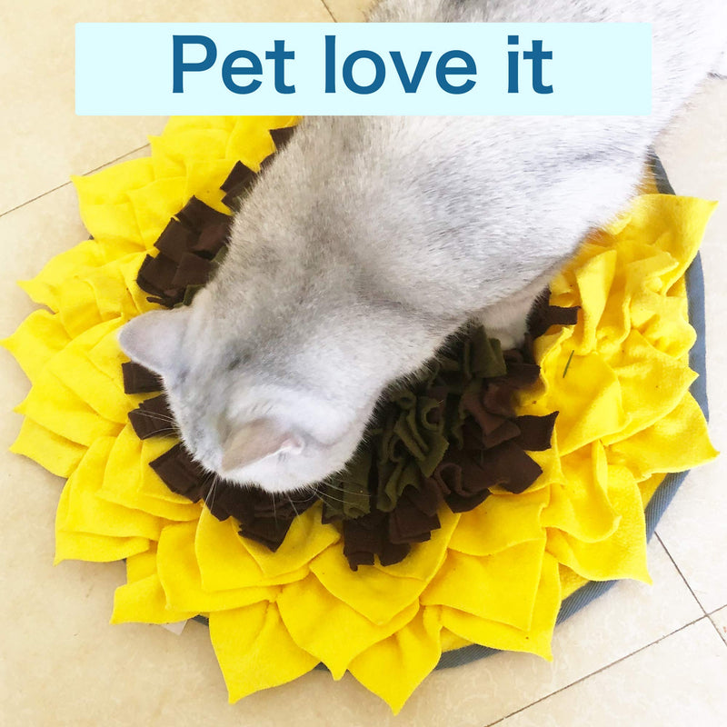 [Australia] - U/N Snuffle Mat for Dogs，Dog Puzzle Toys，Dog Snuffle Mat Sunflower Boredom Medium Small Cat Pet Machine Washable Indoor Game Feed Treat Food Interactive Dispensing (Yellow) 