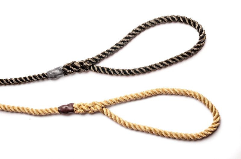 Dog & Field Deluxe Gundog Slip Lead (Natural Brown) Soft 8mm Spliced Marine Rope with Rubber Stopper - One Size Fits All and Suitable For All Breeds of Dog with 2 Colour Options (Natural) Natural - PawsPlanet Australia