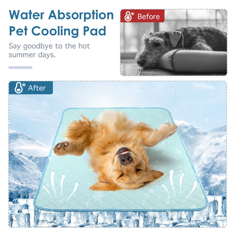 Lewondr Washable Pet Summer Cooling Mat, 47"x27" Reusable Dog Self Cooling Blanket Pad Waterproof Non-Slip Sleep Mat for Small Medium and Large Pet Outdoor or Home Use - Blue - PawsPlanet Australia