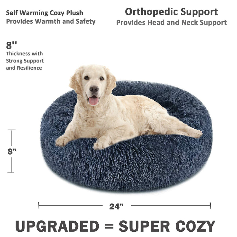 GORDITA Dog Bed for Medium Dogs Comfortable Donut Cuddler Round Dog Bed Anti-Slip Faux Fur Pet Bed Ultra Soft Pet Cushion Bed for Dog Cat Joint-Relief and Improved Sleep (24'' x 24'') Medium 24'' x 24'' Dark Gray - PawsPlanet Australia