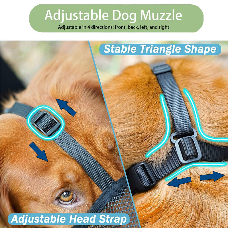 Dog Muzzle, Soft Adjustable Mesh Muzzles, Breathable Pet Mask Dog Training Muzzle for Small Medium Large Dogs (M, Black) M - PawsPlanet Australia
