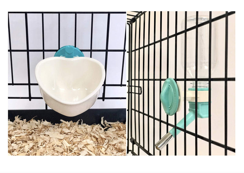 Choco Nose Rabbit No Drip Water Bottle & Food Bowl Set. H528 Wire Cage Leak-Proof Nozzle Chinchilla Toy-Breed Small-Sized Dog Puppy Dispenser Pet Waterer Crate Detachable Crock Animal Feeder BPA-Free - PawsPlanet Australia