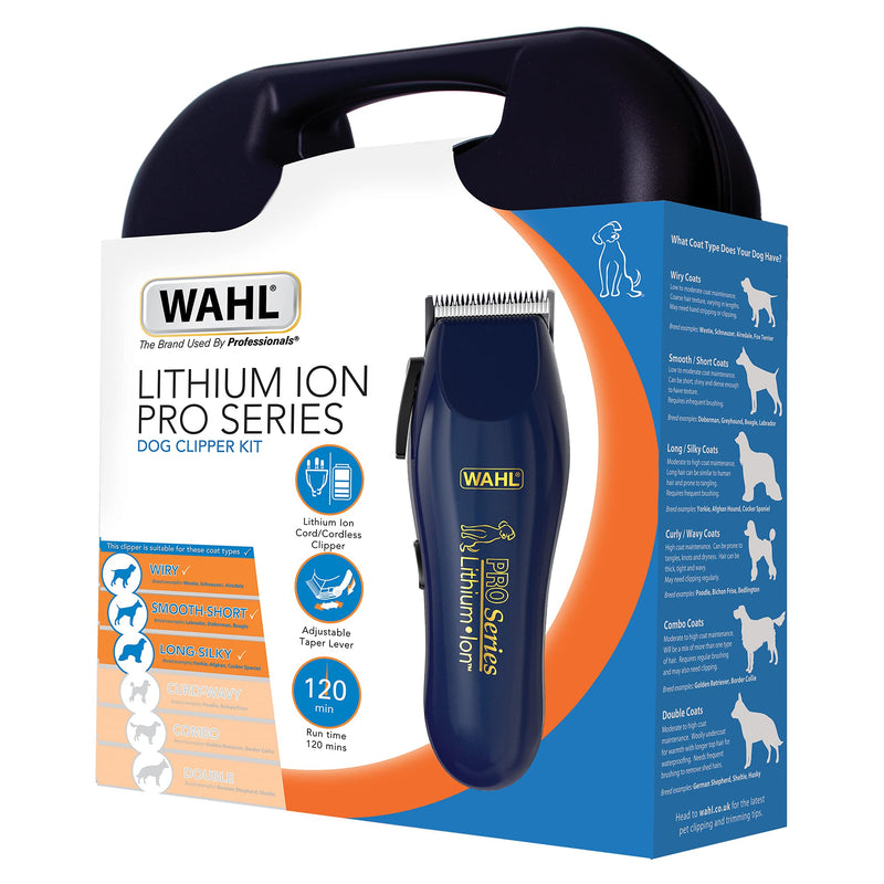Wahl Dog Clippers, Pro Series Lithium Dog Grooming Kit, For Wiry, Smooth, Long, Silky and Short coats, Low Noise Cordless Pet Clippers, Pets At Home, Ergonomic and Light - PawsPlanet Australia