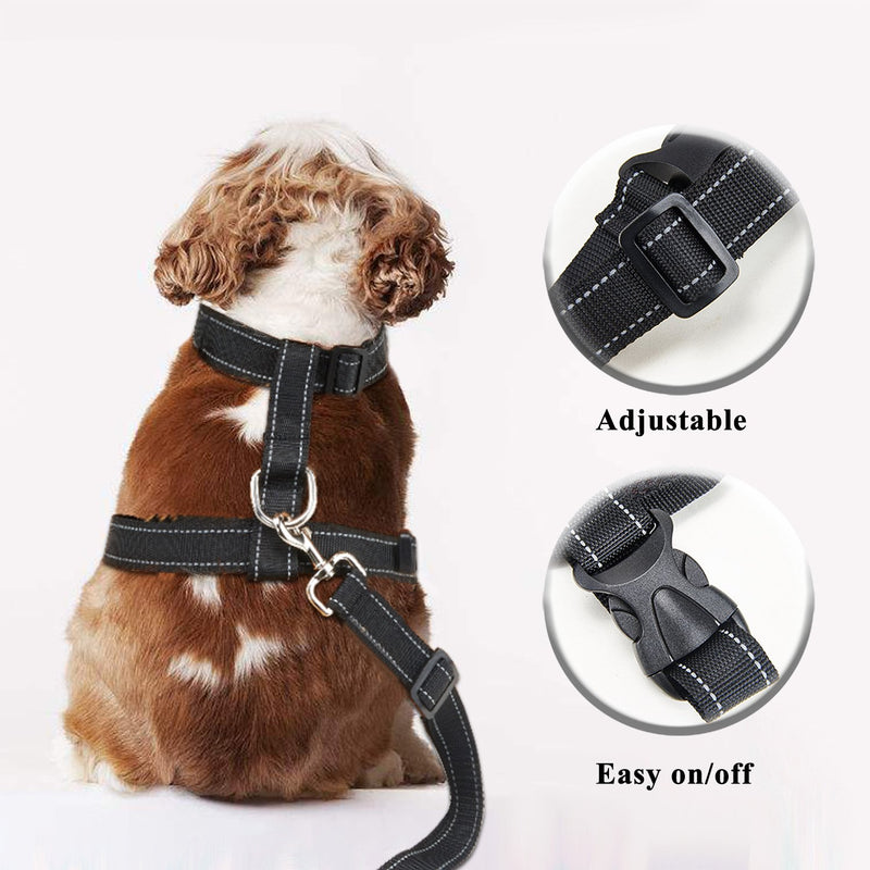 Kaka mall Pet Dog Car Safety Harness, Adjustable Seat Belt Strap Lead Clip, Durable Neoprene Fabric and Soft Padded Mesh for Vehicle Dog Walking Vest Harness Travel Outdoor (Black, L, 15-25 KG Dogs) L: Neck 32-56CM; Chest 46-84CM Black - PawsPlanet Australia