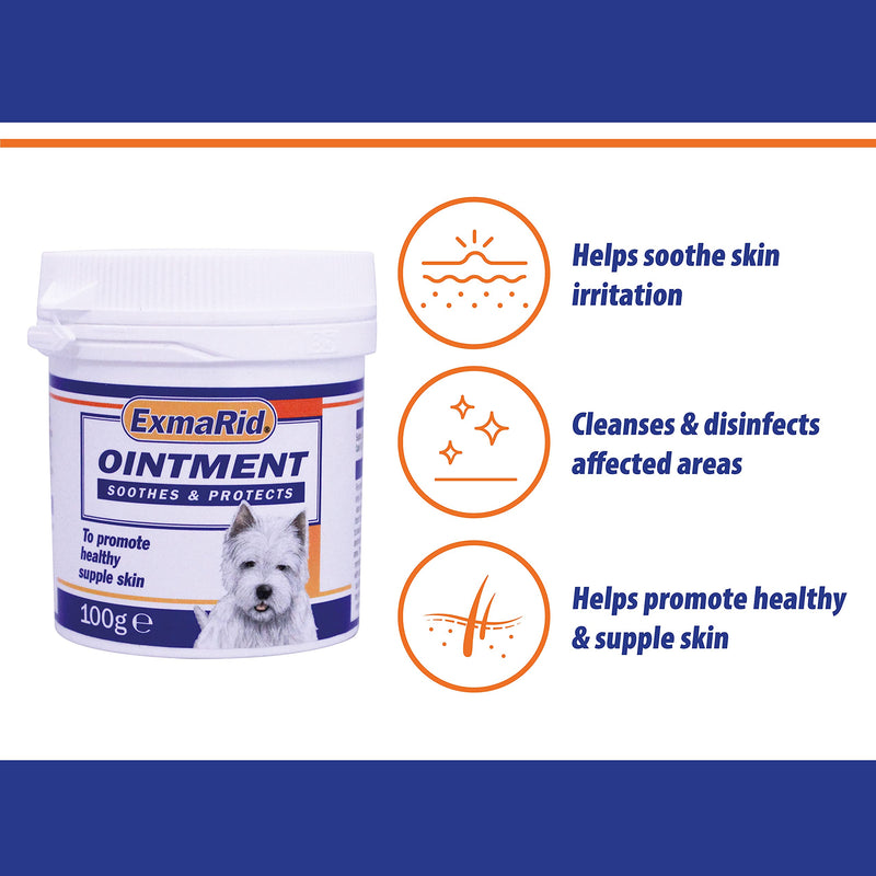 Exmarid | Ointment for Dogs with Dry & Itchy Skin | Helps Soothe Skin Irritation, Cleanse & Disinfect (100 G) 100 gm - PawsPlanet Australia