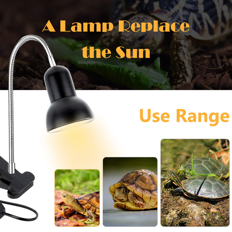 Reptile Heat Lamp, Clamp Lamp for Aquarium Adjustable Light and Temperature with Holder UVA UVB Basking Lamp with 360°Rotatable Clip for Turtle Snake Aquarium(2 Pack 50 W Lamp Bulb Include) - PawsPlanet Australia