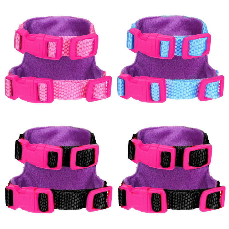 4 Pieces Small Pet Harness Vest and Leash Set with Cute Bowknot and Safe Bell Decor Chest Strap Harness for Outdoor Walking Rabbit Ferret Guinea Pig Bunny Hamster Puppy Kitten (Small) Small (4 Count) - PawsPlanet Australia