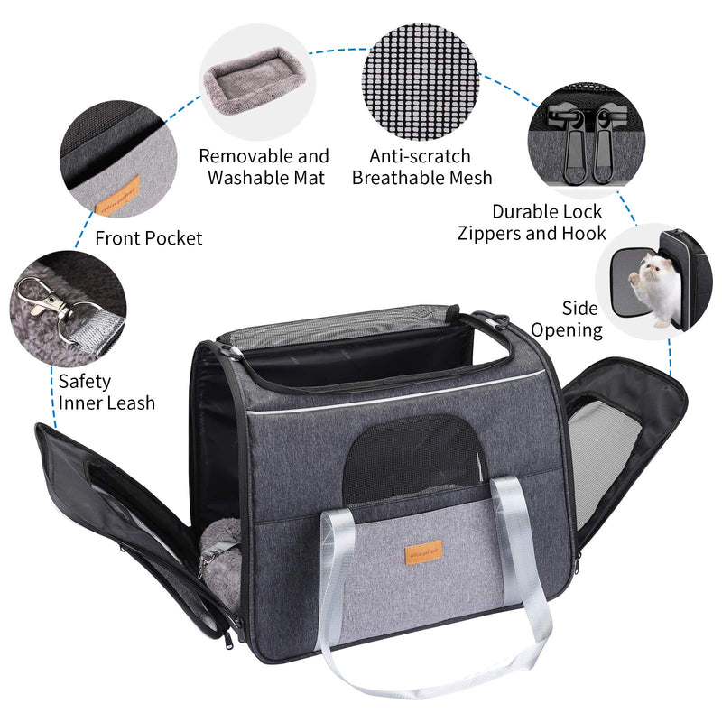 morpilot Pet Carrier Bag, Portable Cat Carrier Bag Top Opening with Breathable Mesh, Foldable Pet Transport Bag for Dogs and Cats up to 20lbs as Cage and Carrier Bag, with Shoulder Strap and Pet Bowl Large Size - PawsPlanet Australia