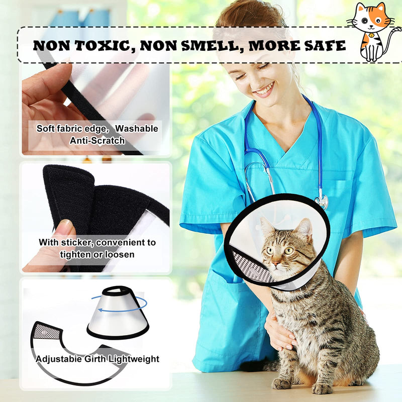 2 Pieces Cat Recovery Suit and 1 Piece Cat Cone Adjustable Kitten Recovery Clothes Anti-Licking Cat Recovery Clothing Plastic Plastic Cat Elizabethan Collar for Cats Puppy Kitten Pets Abdominal Wound - PawsPlanet Australia