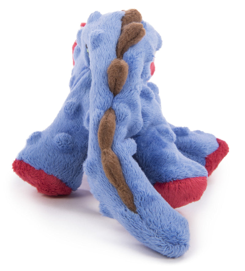 goDog Dinos Squeaker Plush Dog Toy with Chew Guard Technology - Soft & Durable, Chew Resistant & Tough Reinforced Seams - Multiple Styles, Colors, & Sizes Small Dinos Spike (Blue) - PawsPlanet Australia