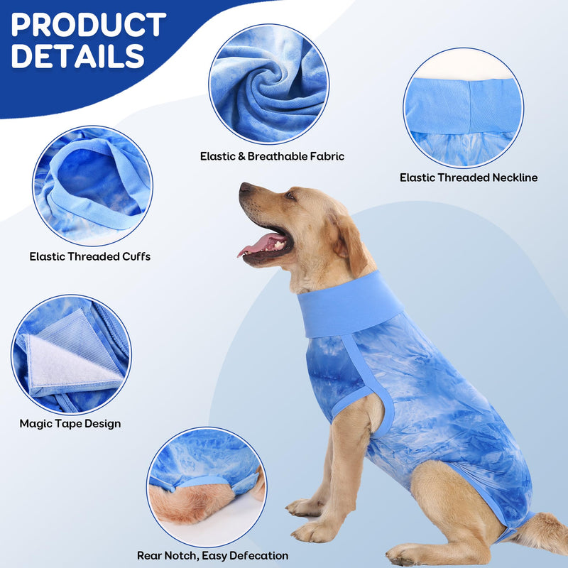 RongYiCare Dog bodysuit after surgery, dog bodysuit after castration male and female dog, castration suit for dog replacement E-collar & cone, anti-licking recovery suit for dogs after surgery (S (pack of 1), blue) S (back: 36-43 cm, weight: 9 -14KG ) - PawsPlanet Australia