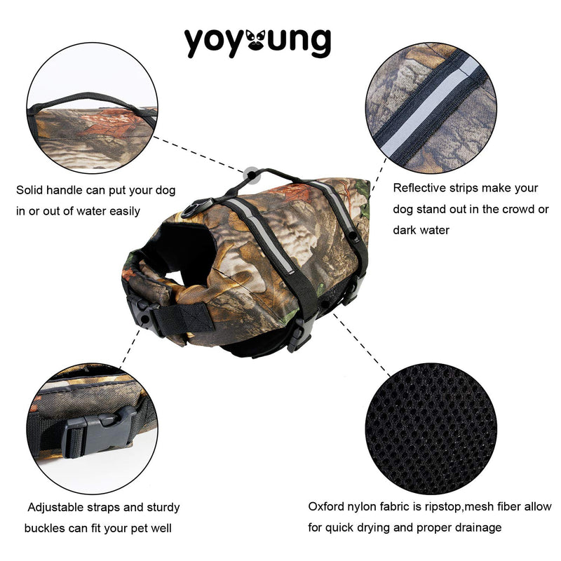 [Australia] - Camo Pet Life Preserver Jacket,Camouflage Dog Life Vest with Adjustable Buckles,Dog Safety Life Coat for Swimming, Boating, Hunting | (XS, S, M, L, XL) … Camo dog life jakcet 