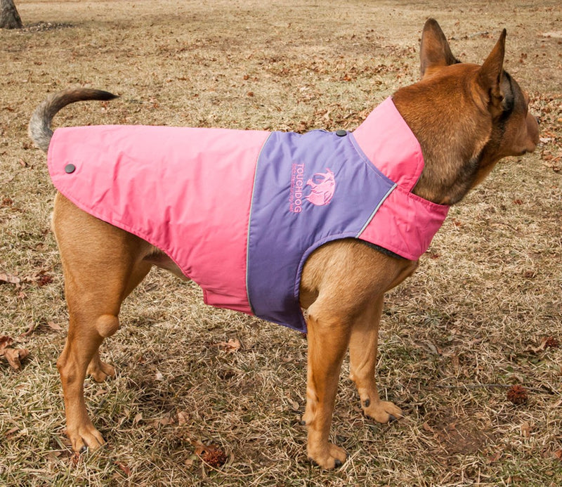 [Australia] - touchdog Lightening-Shield Waterproof 2-in-1 Convertible Dog Jacket w/Blackshark Technology Pink, Purple X-Large 