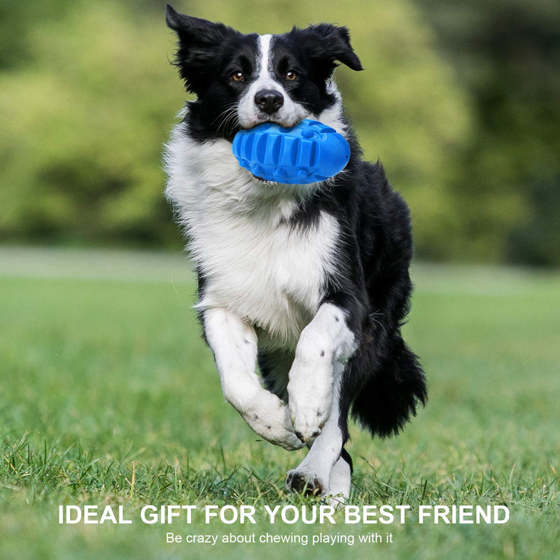[Australia] - HAOPINSH Squeaky Dog Toys for Aggressive Chewers Almost Indestructible, Rubber Dog Squeaking Toys Tough Durable Interactive Puppy Ball Pet Chew Toys for Medium and Large Breed Blue 