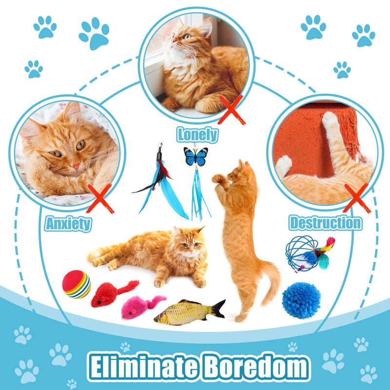 JOTOL cat toy set with cat tunnel, 39 pieces cat toys including balls, feather toys for cats, plush toys, toy mice, cat toy variety pack for kitty cats - PawsPlanet Australia