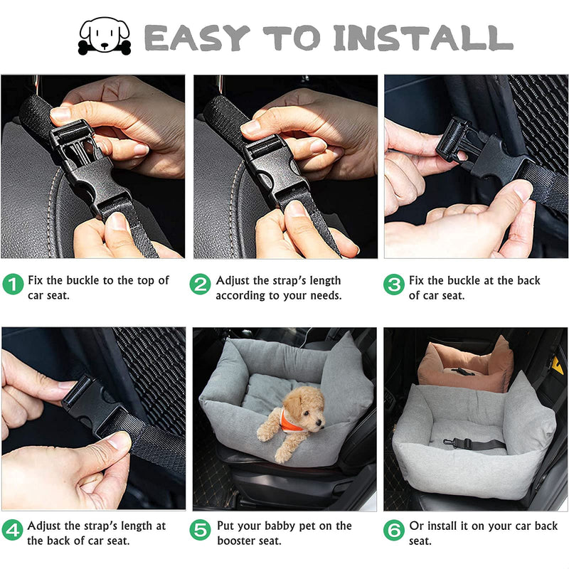 Mxsusu Dog Booster Seat, Dog Seat Covers for Cars Back Seat | Carseats Safety Accessories for Small Medium Puppy Cat Pet Travel Carrier Bed Dual-use for Car and Home Grey - PawsPlanet Australia