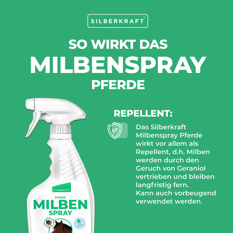 Silberkraft Mite Spray Horses 500 ml, reliable mite protection for horses, useful parasite defense, efficient and guaranteed helpful anti-mite agent 500 ml (pack of 1) - PawsPlanet Australia