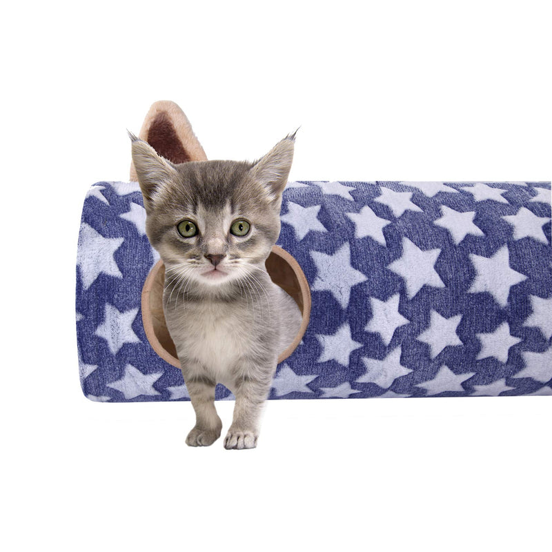 [Australia] - LUCKITTY Large Cat Toy Collapsible Tunnel Tube with Plush Balls, for Small Pets Bunny Rabbits, Kittens, Ferrets,Puppy and Dogs Blue 