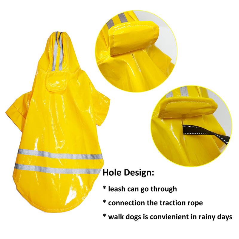 Duotopia Dog Raincoat Waterproof Coats for Dogs Lightweight Rain Jacket Breathable Rain Poncho Hooded Rainwear with Safety Reflective Stripes (L, Yellow) L (back length: 13.25’’ weight: 7.2-10 lb) - PawsPlanet Australia