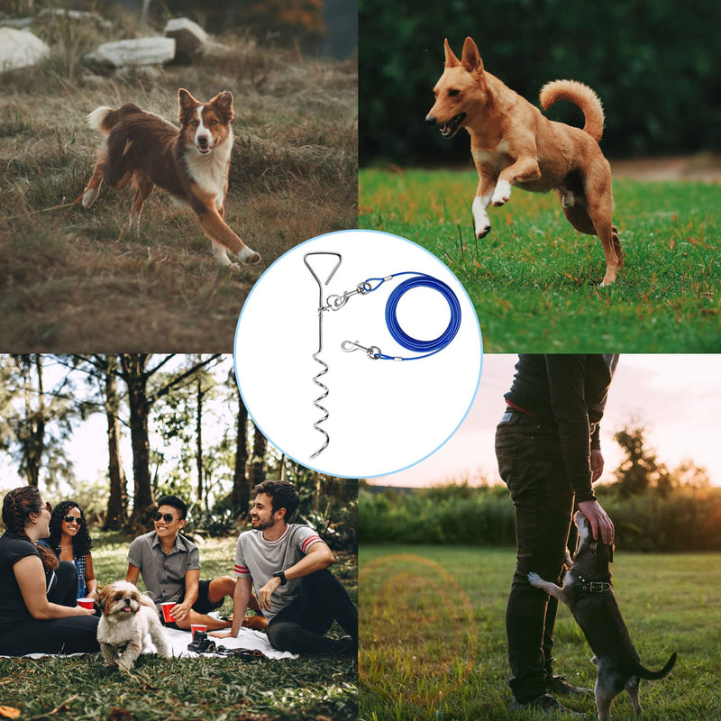 Cable leash for dogs, 15ft mooring peg for dogs, mooring peg with leash, tie out cable for camping, for yard and camping, pet leash for medium to large dogs - PawsPlanet Australia