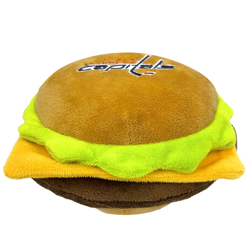 NHL Washington Capitals Cheese Burger Plush Dog & CAT Squeak Toy - Cutest Stadium HAMBERGER Snack Plush Toy for Dogs & Cats with Inner Squeaker & Beautiful Hockey Team Name/Logo - PawsPlanet Australia
