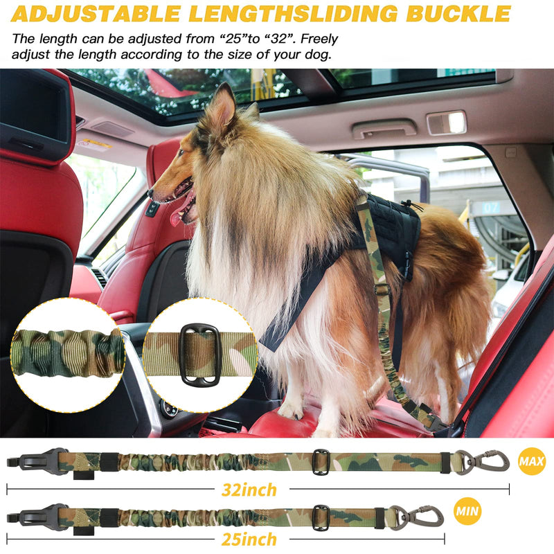 Dog Seatbelt, Updated 3-in-1Pet Car Seat Belt for Dogs, Bungee Dog Car Tether with Clip Hook Latch & Buckle, Heavy Duty Dog Safety Belt Harness with Swivel Aluminum Carabiner Camo - PawsPlanet Australia