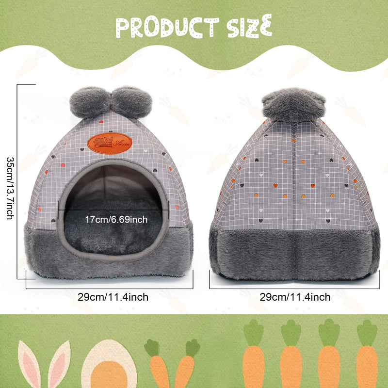 YUEPET Bunny Bed Warm Guinea Pig Cave Beds Cute Bowknot House Big Hideouts Cage Accessorie for Dwarf Rabbits Hamster Bunny Ferrets Rats Hedgehogs Chinchilla Grey - PawsPlanet Australia