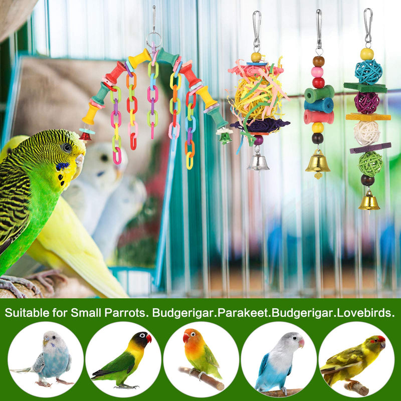 tonyg-p 13 Pack Bird Toys Parrot Swing Chewing Toys Bird Nest Hut Hammock Perch Stand Hanging Bell Bird Cage Toys  for Small Parakeets, Cockatiels, Budgies, Conures, Love Birds, Finches - PawsPlanet Australia
