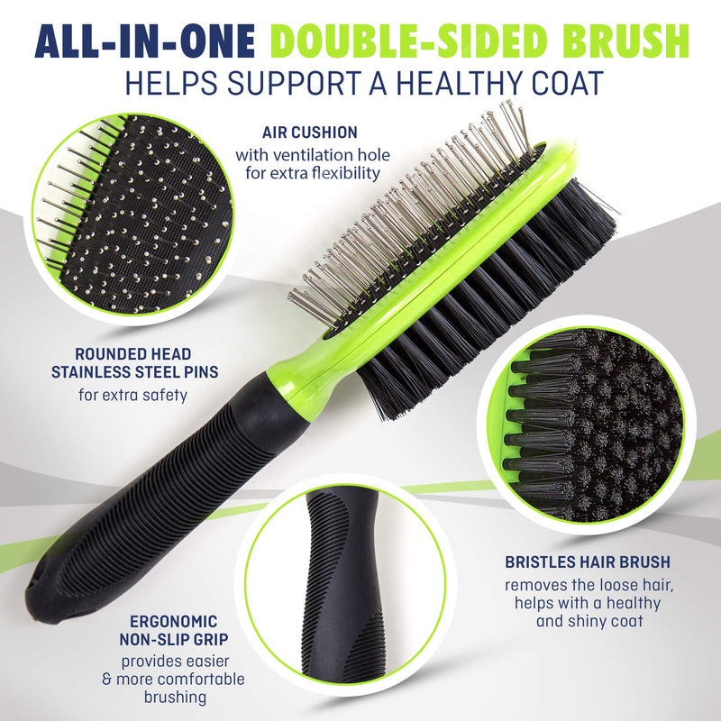 Rexipets Dog & Cat Brush Pet Grooming Set - Double Side Brush & Comb (Large) Large - PawsPlanet Australia