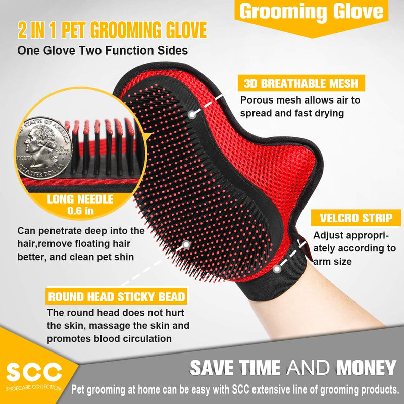 [Australia] - 2020 New Version Pet Hair Remover Glove. Premium Gentle Pet Grooming Brush.Efficient Deshedding/Massage Mitt for easy, mess-free grooming of Dogs, Cats, Rabbits and Horses with Long/Medium/Curly fur. 
