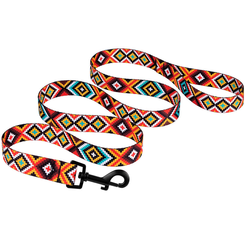 [Australia] - CollarDirect Aztec Dog Leash Nylon Tribal Pattern Cat Pet Leashes for Small Medium Large Dogs Puppy Lead 5 FT Long for Walking Aztec Sunset M 