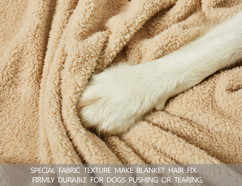 [Australia] - Warm Fleece Dog Blanket Durable, Sherpa Fleece Throw Dog Blanket, Pet Throw Blanket Fluffy Soft Reversible Washable for Dogs and Cats Large(40*47") Beige 